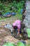 Volunteer working on building an Earthship in Aguada, Puerto Rico