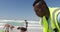 Volunteers cleaning beach on a sunny day 4k