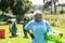 Volunteers collecting rubbish and recycling