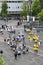 Volunteers and pilgrims in Lourdes France