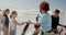 Volunteers preparing for beach cleanup on the beach 4k