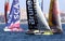 Volvo Ocean Race sailboats in race