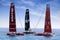 Volvo Ocean Race sailboats in race