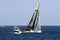 Volvo Ocean Race sailboats in race