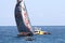 Volvo Ocean Race sailboats in race