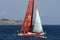 Volvo Ocean Race sailboats in race