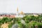 Volzhsky, Russia - jun 01, 2019: Russian temple top view city view