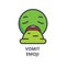 Vomit emoji vector line icon, sign, illustration on background, editable strokes