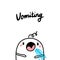 Vomiting early symptom of pregnancy hand drawn illustration with cute marshmallow