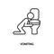 Vomiting line icon. Vector illustration of a man who leaned over the toilet. Flu virus and rotovirus symptoms symbol.