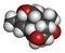 Vomitoxin (deoxynivalenol, DON) mycotoxin molecule. 3D rendering. Atoms are represented as spheres with conventional color coding