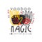 Voodoo African and American magic logo with hands and face