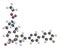 Vorapaxar acute coronary syndrome chest pain drug molecule. Atoms are represented as spheres with conventional color coding:.