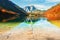 Vorderer Langbathsee lake in Alps mountains, Austria.