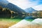 Vorderer Langbathsee lake in Austrian Alps.