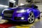 Vorkuta, Komi / Russia - 04 11 2017: Audi blue-purple car at car wash after being cleaned in water droplets