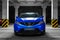 Vorkuta, Komi / Russia - 12 08 2017: Nissan Qashqai Metallic blue crossover car In a closed parking lot on a dark background with