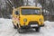 Vostochny District, Moscow, Russia - January 21, 2021. UAZ-452 car, a Soviet SUV. Emergency repair service of Mosvodokanal.