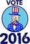 Vote 2016 Uncle Sam TopHat American Flag Circle Retro