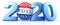 Vote 2020. Red, white, and blue voting pin in 2020 with Your Vote Counts text. 3d render