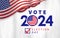 Vote 2024 Election day with 3d flag USA