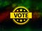 Vote badge icon abstract bokeh dark background