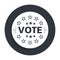 Vote badge icon flat vector round button clean black and white design concept isolated illustration