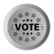 Vote badge icon metal silver round button metallic design circle isolated on white background black and white concept illustration