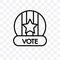 Vote badge for political elections vector linear icon isolated on transparent background, Vote badge for political elections trans