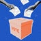 Vote ballot box halftone collage. Group of people putting paper vote into the box. 2024 Election concept. Democracy