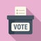 Vote ballot box icon flat vector. Debate talking