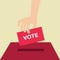 Vote ballot with box. Vector illustration, flat design