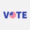 Vote blue text Badge button icon with American flag Star