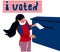 Vote day in USA or other country.Young girl puts envelope in the postbox and polling.Vector illustration with ballots. President,