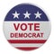 Vote Democrat Button With US Flag, 3d illustration On White