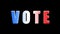 Vote logo. US American presidential election 2020. Vote word with checkmark symbol inside. Political election campaign logo. App