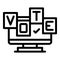 Vote monitor icon outline vector. Online ballot