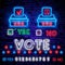 Vote neon sign . Election Design template neon sign, light banner, neon signboard, nightly bright advertising, light