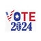 Vote President Election 2024 text word blue red and white USA flag design vector image