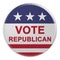 Vote Republican Button With US Flag, 3d illustration On White