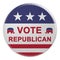 Vote Republican Button With US Flag And Elephants, 3d illustration On White