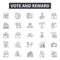 Vote and reward line icons, signs, vector set, outline illustration concept