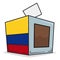 Vote and square shaped electoral box and Colombia`s flag colors, Vector illustration