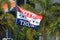 `Vote Trump` banner flying in the wind