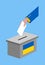 Vote for Ukrainian election with voting box and Ukraine flag