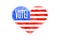 Vote, USA. Poster of heart shape, text Vote,