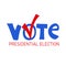 Vote word with checkmark symbol inside. Presidential Election of USA Campaign 2024