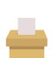 Voter ballot going into a ballot box