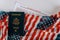 Voter Registration Application for presidential US election United States Passports on of American Flag