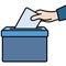 Voters hand putting envelope in ballot box